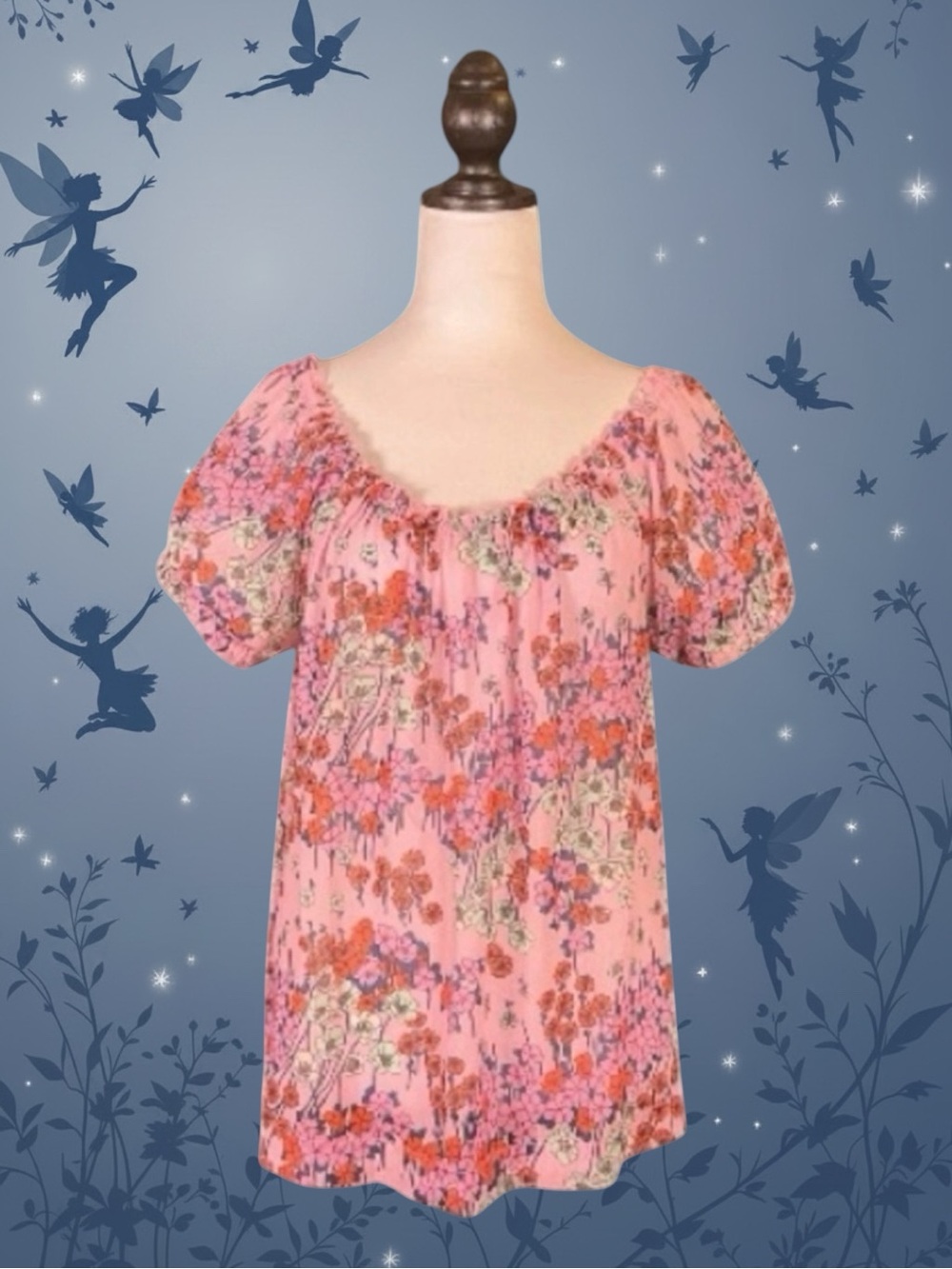 ModCloth Peasant Top Pink Retro Floral Boho Cottagecore Fairycore Casual Top XL